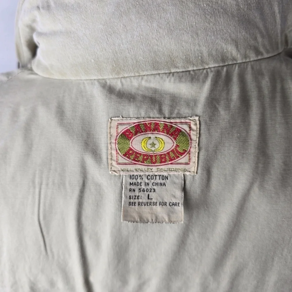 Vintage 80’s Banana Republic Safari Photographer Khaki Pocket Vest Mens Large